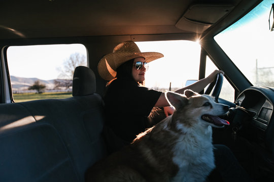 teenager driving feed truck