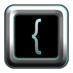 bracket mark, square metallic button 