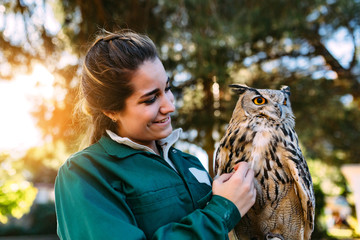 Zookeeper with an owl