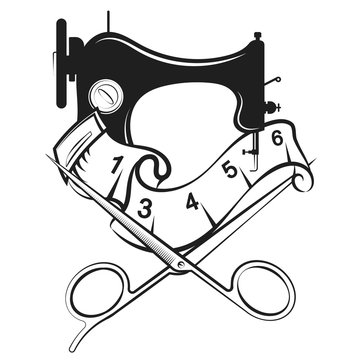 recommend clip art: Sewing machine and scissors silhouette for cutting and sewing