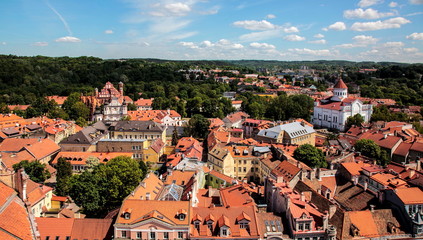 Naklejka premium Red roofs of Vilnius,Lithuania