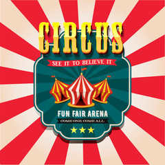  Vintage circus banner. Carnival tent