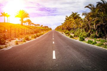 Summer road background and free space for your decoration. Gran Canaria island 