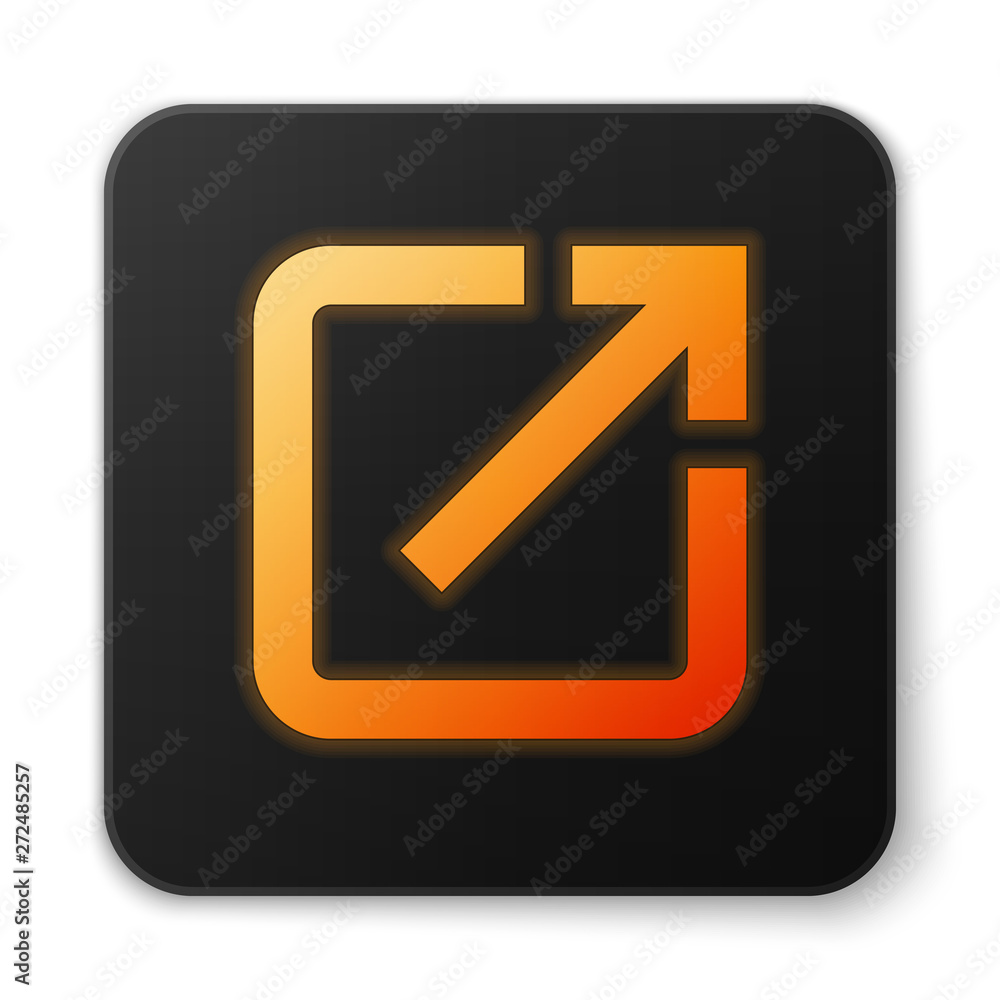 Poster orange glowing open in new window icon isolated on white background. open another tab button sign. b