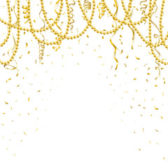 Decorative frame with shiny realistic gold beads, jewelry, vector illustration background © paw