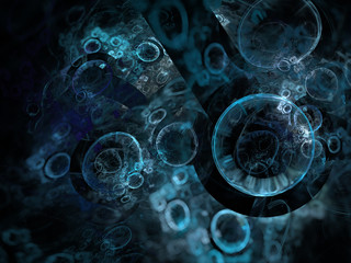 Macrocosm. Molecules and bacteria in the environment. Abstract 3d illustration.