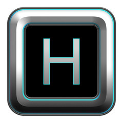 Alphabet H, metallic design 