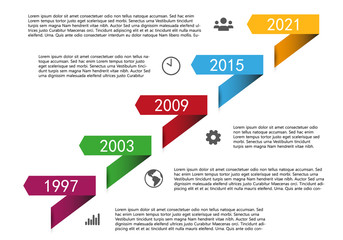 Vector Time line with arrow and icons