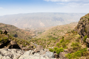 Fototapeta na wymiar Entoto chain mountains and Jemma Valley in Oromo Region of Ethiopia