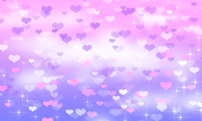 Blue and pink hearts, bokeh, blue , blue, white , clouds , Valentine, holiday, romance