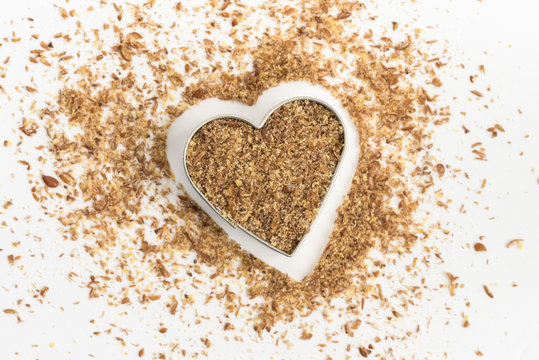 Flaxseed Meal In a Heart Shape