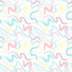 Pretty Pastels. Artistic abstract background. Seamless pattern. Brush lines