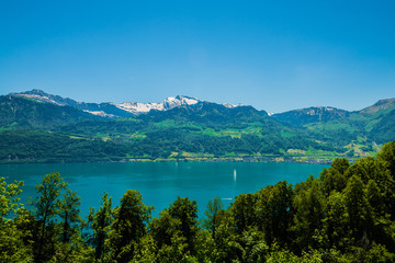 Naklejka na ściany i meble Lake of Lucerne. Brunnen. Switzerland
