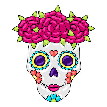 Day of the Dead sugar skull with floral ornament.