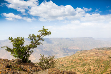 Entoto chain mountains and Jemma Valley in Oromo Region of Ethiopia