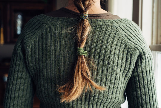 Woman's close up of her hair braid