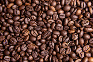 Roasted Coffee Beans background, Brown coffee beans for can be used as a background