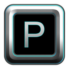 Alphabet P metallic button, 