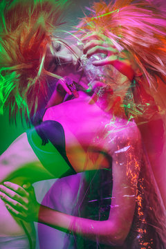 hair,purple,VIVID,abstract,colorful,time,kiss,double exposure,art,colorful,fashion,body,sexy,