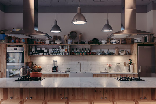 Kitchen interior with vintage furnishing.