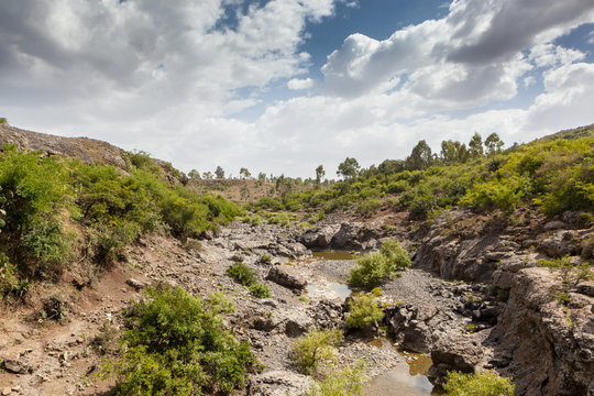 Entoto chain mountains and Jemma Valley in Oromo Region of Ethiopia