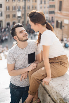 Young Couple Visitng Rome Italy