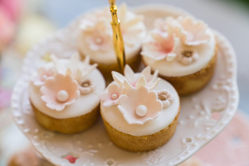 Obraz na płótnie Canvas cupcakes with frosting and sprinkles