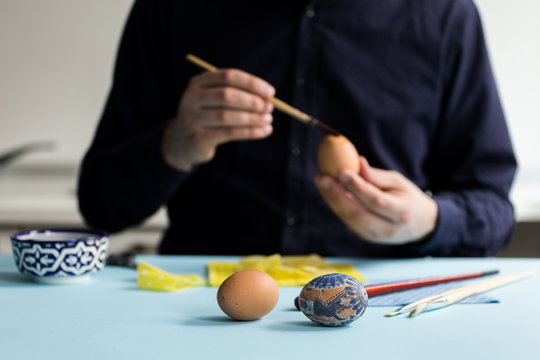 Easter making eggs with decoupage
