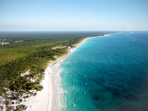 A beautiful, coastline view of Tulum, Mexico