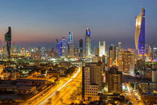 Kuwait City Skyline at dusk
