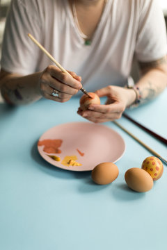 Easter making eggs with decoupage