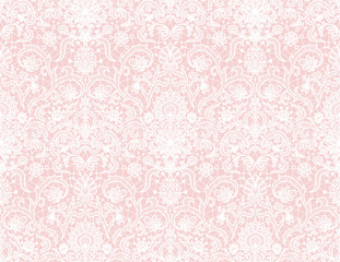 Seamless pink lace background with floral pattern - obrazy, fototapety, plakaty