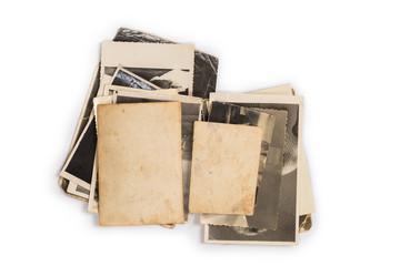 Stack of old photos with clipping path for the inside