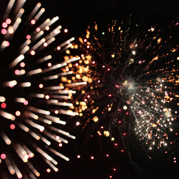 Abstract Fireworks Against A Black Summer Sky