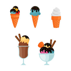 collection of ice cream isolated on white background. vector illustration.