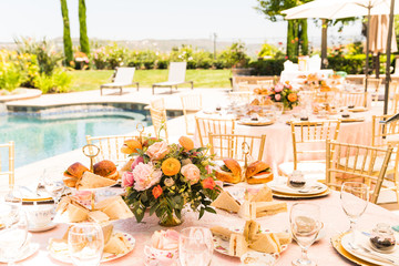 event festive table decoration and food