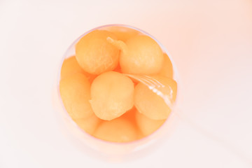 spring / summer appetizer table with fresh fruit cocktails 