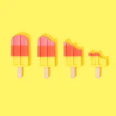  Creative layout of popsicle icecream on bright sunny background. Summer flat lay. © Zamurovic Brothers