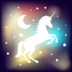 Obraz na płótnie Canvas unicorn icon, on the magic background, vector illustration