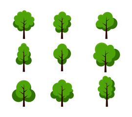 collection of trees isolated on white background. vector illustration.