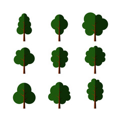 collection of trees isolated on white background. vector illustration.