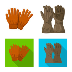 Isolated object of glove and winter symbol. Set of glove and equipment stock symbol for web.