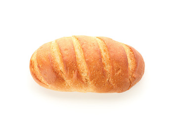 Wheat bread isolated on white background, top view. Bakery products