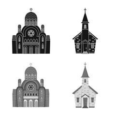 Vector design of cult and temple sign. Collection of cult and parish vector icon for stock.