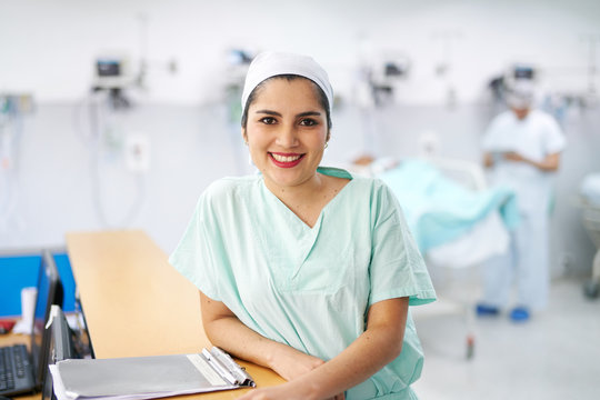 Young attractive doctor at the intensive care unit