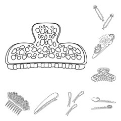 Vector design of hairdressing and hairclip logo. Collection of hairdressing and accessories vector icon for stock.