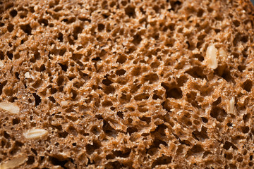 Rye bread as background, closeup and space for text