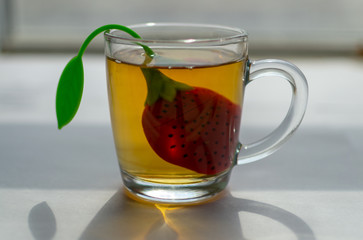 Cup of morning tea on the table