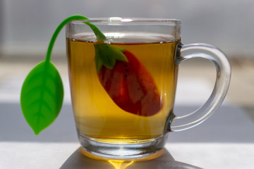 Cup of morning tea on the table