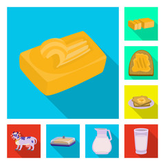 Vector illustration of creamy and product icon. Set of creamy and farm stock vector illustration.